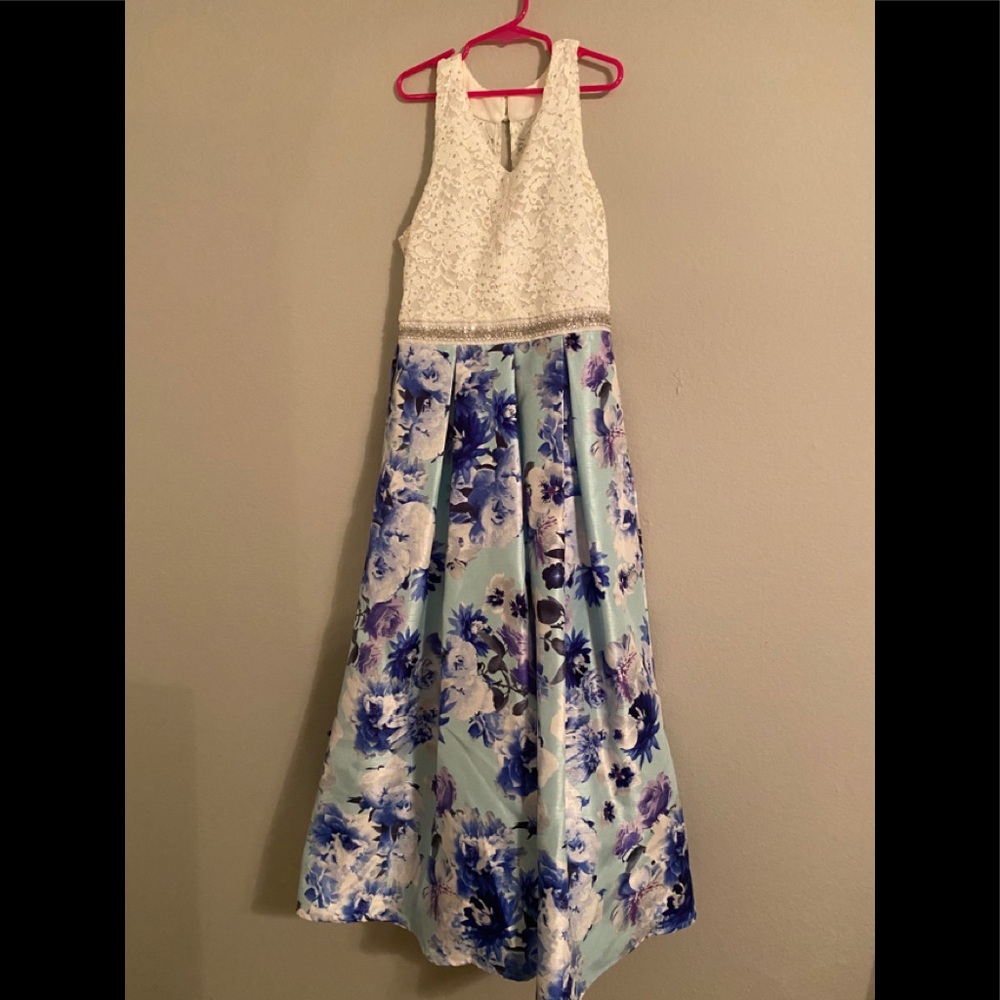 Blue floral formal dress